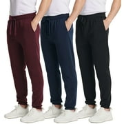 Real Essentials 3 Pack: Men's Cotton Fleece Jogger Sweatpants – Casual Comfy Athletic Pants with Pockets (Big & Tall)