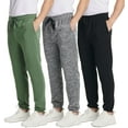 thumbnail image 1 of Real Essentials 3 Pack: Men's Fleece Elastic Bottom Jogger Sweatpants with Pockets (Available In Big & Tall), 1 of 7