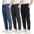 thumbnail image 1 of Real Essentials 3 Pack: Men's Fleece Elastic Bottom Jogger Sweatpants with Pockets (Available In Big & Tall), 1 of 7