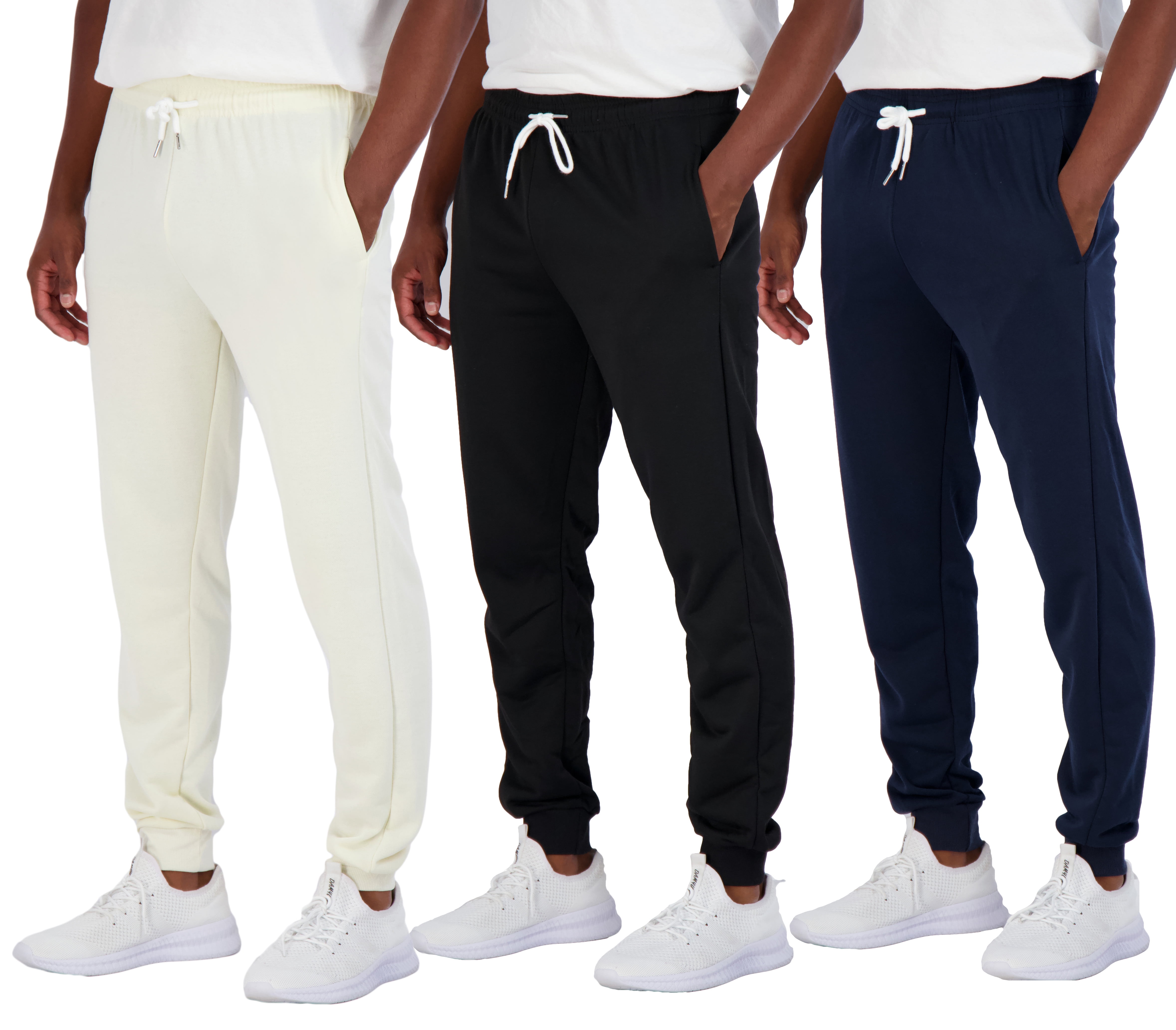Real Essentials 3 Pack: Men's French Terry Fleece Active Casual Jogger ...