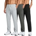 thumbnail image 1 of Real Essentials 3 Pack: Men's French Terry Open Bottom Sweatpants - Casual Lounge Comfort Gym with Pockets, 1 of 6