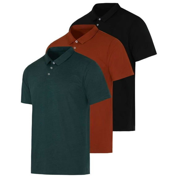 Real Essentials 3 Pack: Men's Jersey Cotton Short Sleeve Polo Shirt - Breathable Performance Polo (Available in Big & Tall)