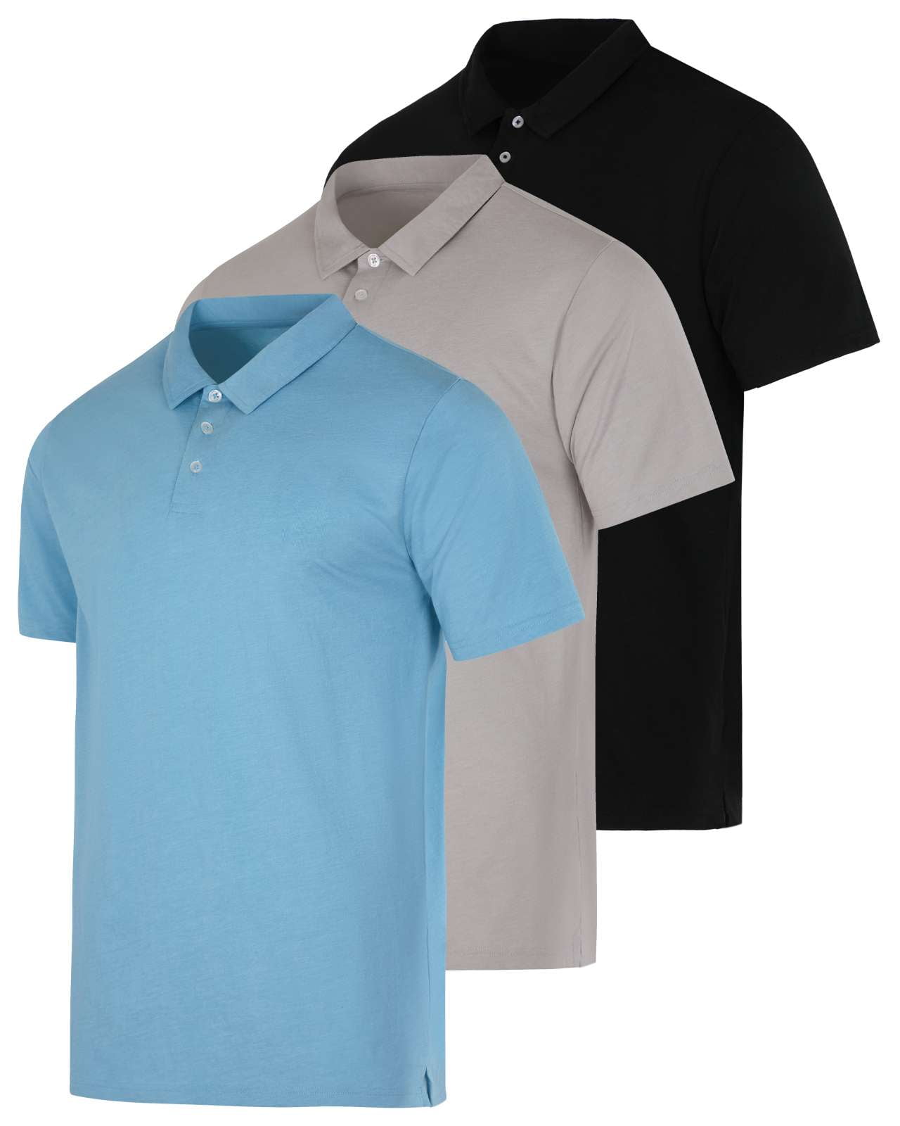 Real Essentials 3 Pack: Men's Jersey Cotton Short Sleeve Polo