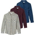 thumbnail image 1 of Real Essentials 3 Pack: Men's Long-Sleeve Flannel Button Down Plaid Casual Shirt (Available in Big & Tall), 1 of 6