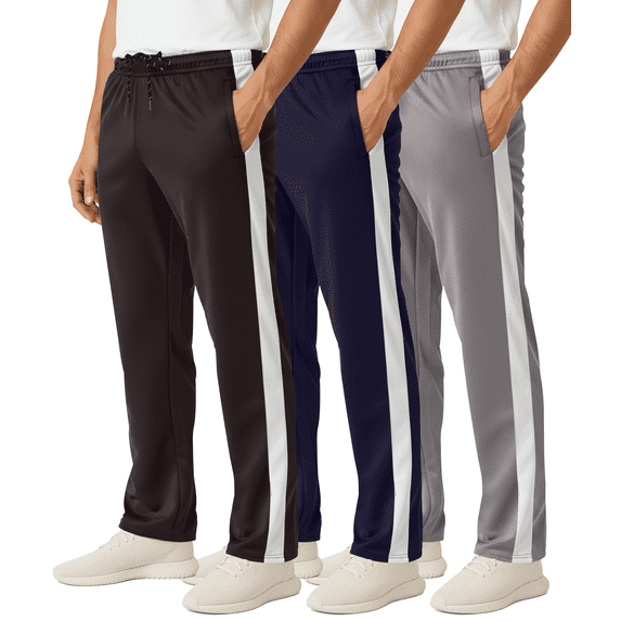 3 Pack Men's Mesh Sweatpants Open Bottom Lounge Workout Track Gym Pants