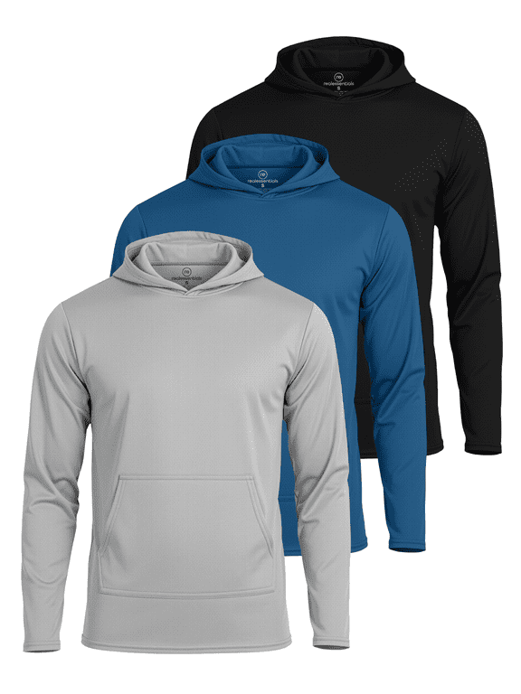 3 Pack Men's Mesh Hoodies Pullover Athletic Gym Workout Fishing Sweatshirt