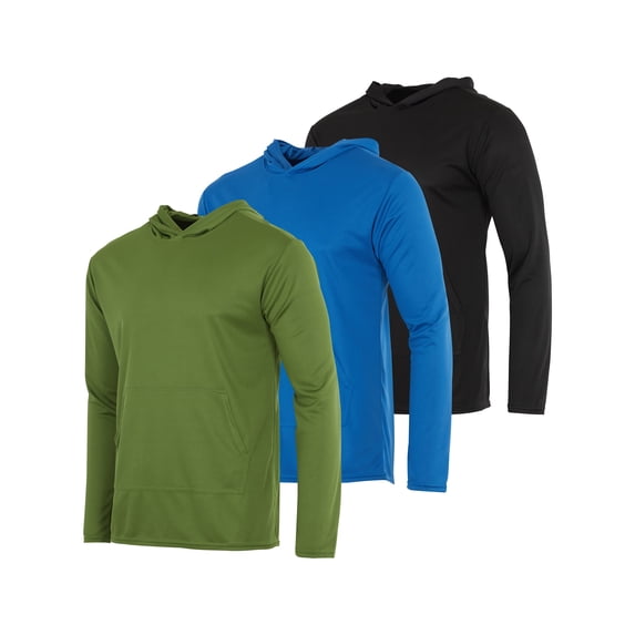 Real Essentials 3 Pack: Mens Mesh Hoodies | Lightweight Long Sleeve Workout & Gym Pullover (Big & Tall)