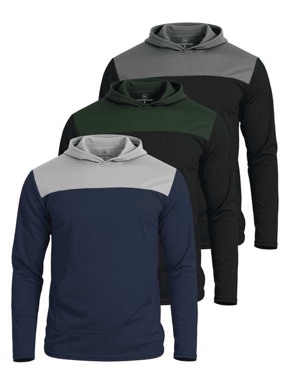 3 Pack: Mens Mesh Hoodies | Lightweight Long Sleeve Workout & Gym Pullover (Big & Tall)