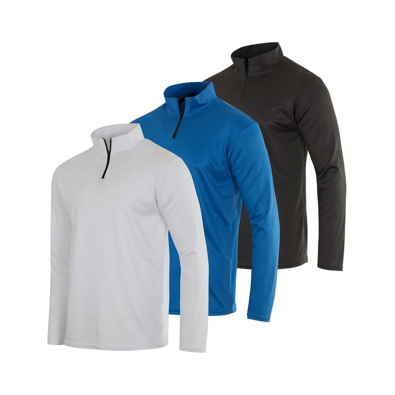 Real Essentials 3 Pack Men s Mesh Long Sleeve Athletic Quarter Zip Pullover Outdoor UPF 50 Available in Big Tall