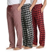 Real Essentials 3 Pack: Men's Soft Cotton Flannel Pajama Pants PJ Lounge Bottoms Elastic Waist Pockets (Big and Tall)