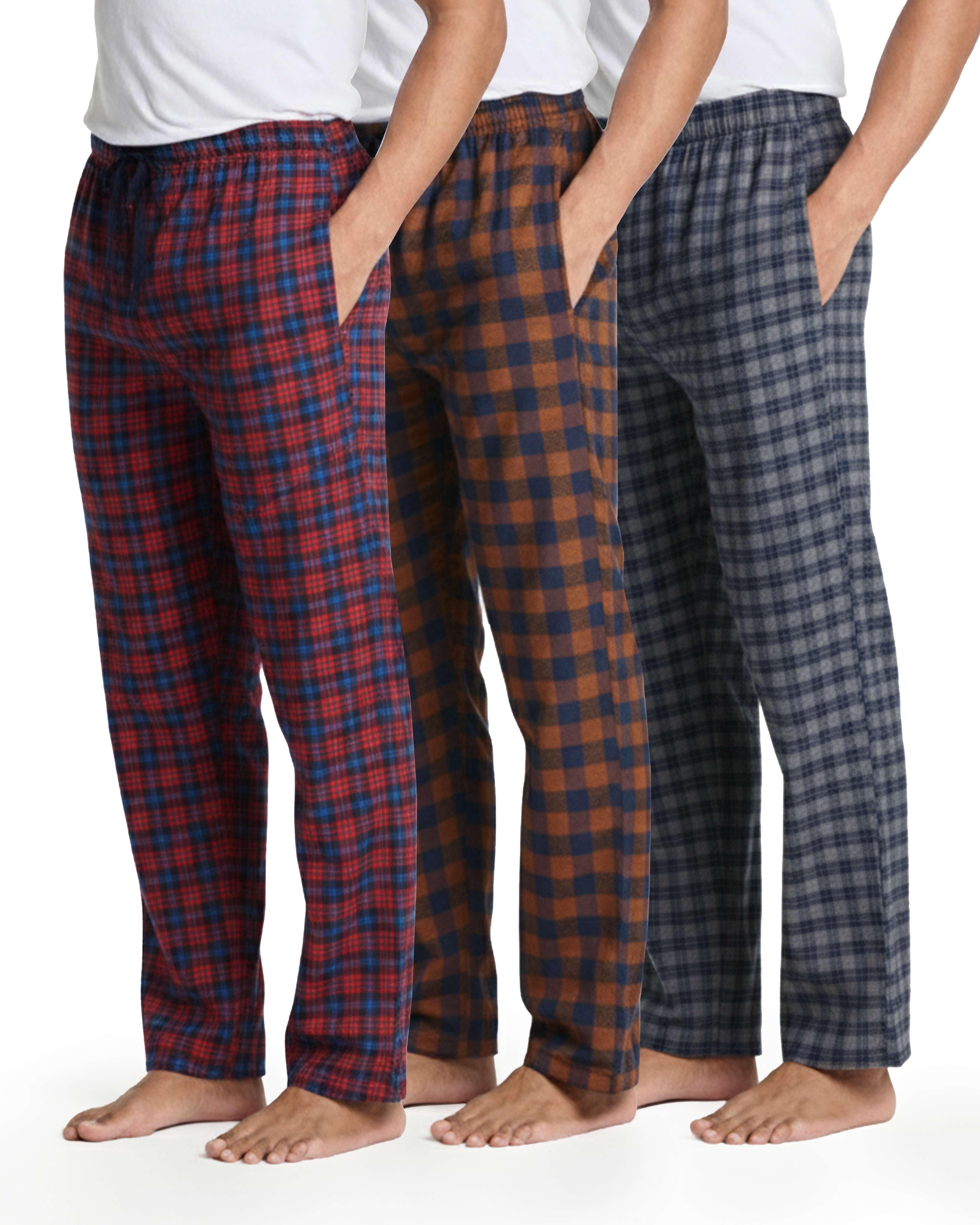 Real Essentials Inner Label Real Essentials 3 Pack: Men's Soft Cotton Flannel Pajama Pants PJ ...