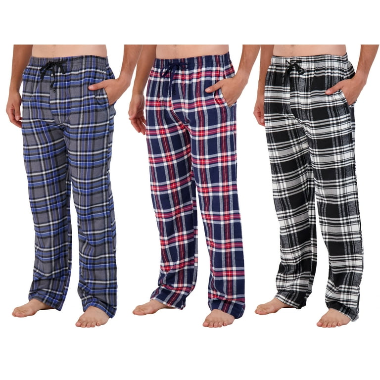 Real Essentials 3 Pack Men s Pajama Pants Knit Cotton Flannel