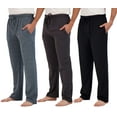 thumbnail image 1 of Real Essentials 3 Pack: Men's Pajama Pants - Knit Cotton Flannel Plaid Lounge Bottoms- Button Fly (Available In Big & Tall), 1 of 6