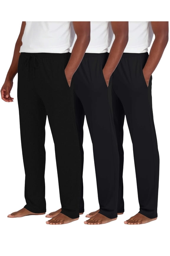 3 Pack: Men's Pajama Pants Soft PJ Lounge Bottoms Loungewear Pijamas Elastic Waist Pockets (Big and Tall)