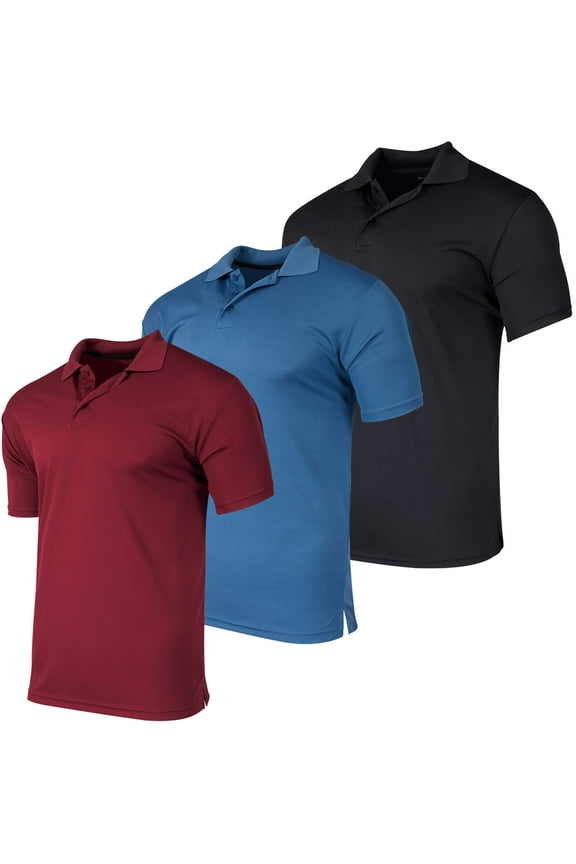 3 Pack: Men's Quick-Dry Short Sleeve Athletic Performance Polo Shirt (Available In Big & Tall)