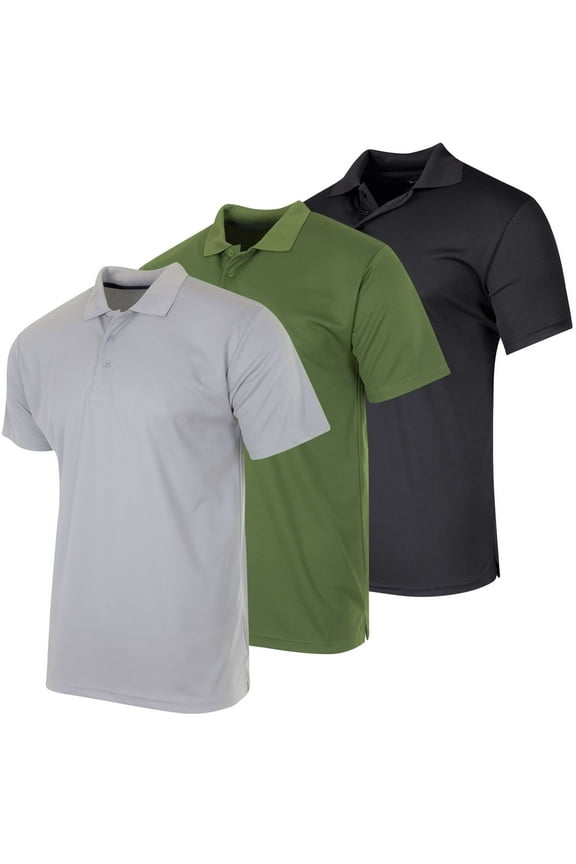 3 Pack: Men's Quick-Dry Short Sleeve Athletic Performance Polo Shirt (Available In Big & Tall)