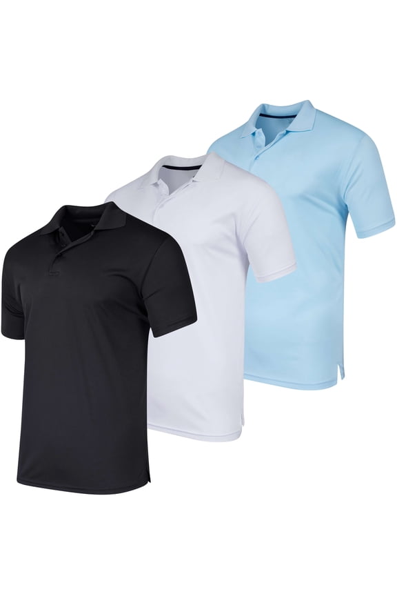 3 Pack: Men's Quick-Dry Short Sleeve Athletic Performance Polo Shirt (Available In Big & Tall)