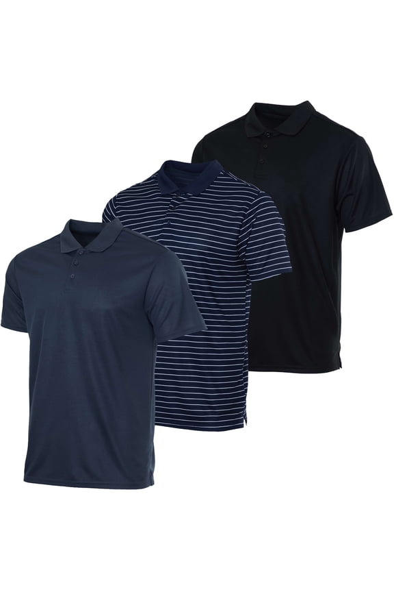 3 Pack: Men's Quick-Dry Short Sleeve Athletic Performance Polo Shirt (Available In Big & Tall)