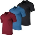 Real Essentials 3 Pack Men's QuickDry Short Sleeve Athletic Performance Polo Shirt (Available