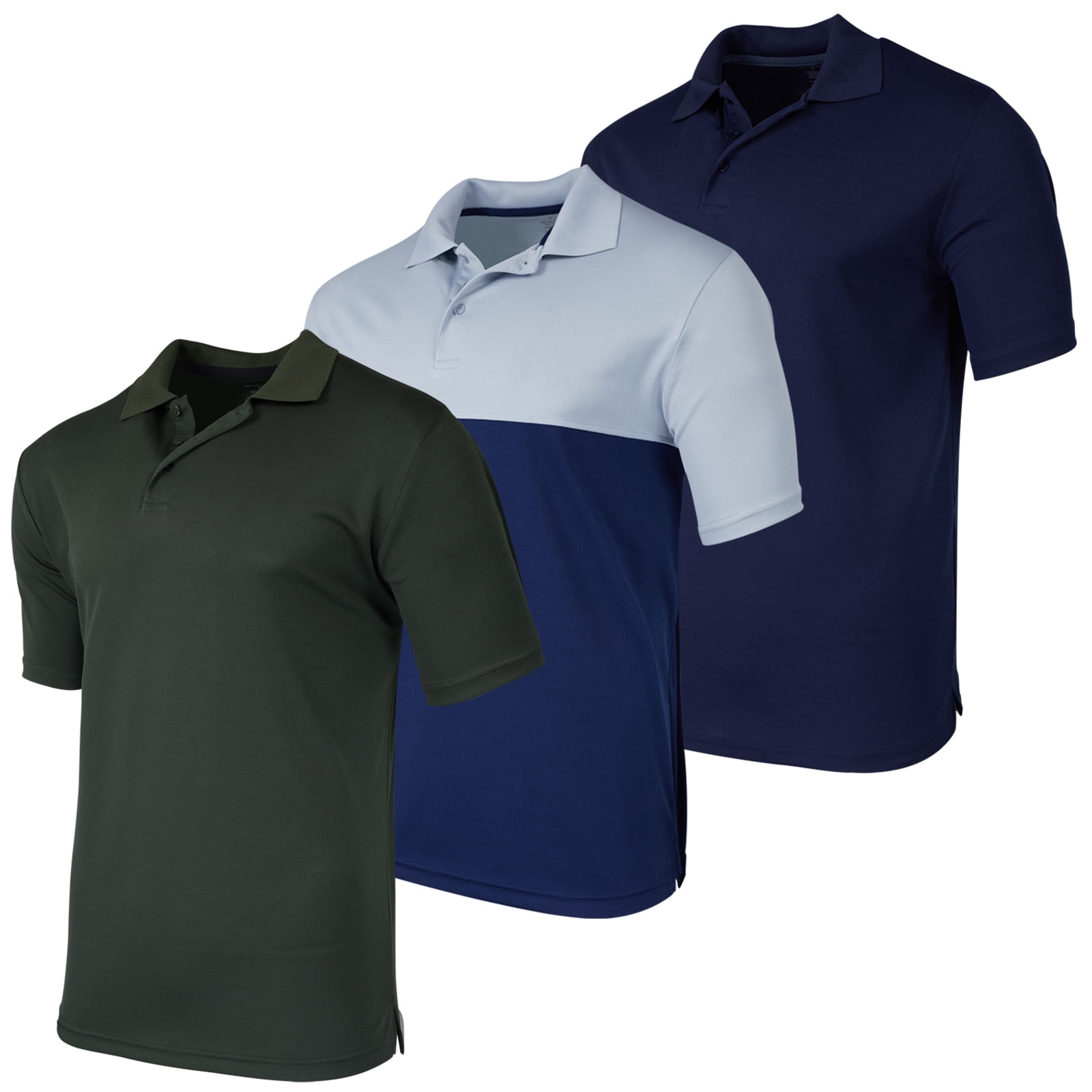 Real Essentials 3 Pack Men s Quick Dry Short Sleeve Athletic Performance Polo Shirt Available In Big Tall Walmart