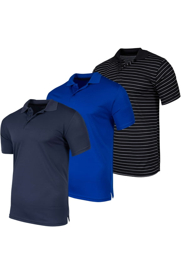 3 Pack: Men's Quick-Dry Short Sleeve Athletic Performance Polo Shirt (Available In Big & Tall)
