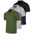 thumbnail image 1 of Real Essentials 3 Pack: Men's Short Sleeve Golf Polo Casual Workout Sports Moisture Wicking Collared Shirt (Big & Tall), 1 of 6