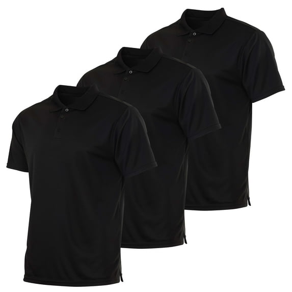 Real Essentials 3 Pack: Men's Quick-Dry Short Sleeve Athletic Performance Polo Shirt (Available In Big & Tall)