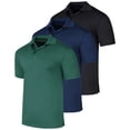 thumbnail image 1 of Real Essentials 3 Pack: Men's Short Sleeve Golf Polo Casual Workout Sports Moisture Wicking Collared Shirt (Big & Tall), 1 of 6