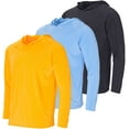 thumbnail image 1 of Real Essentials 3 Pack: Men's Rash Guard Hoodie Sweatshirt Sun Protection UPF Fishing Shirt (Available in Big & Tall), 1 of 6