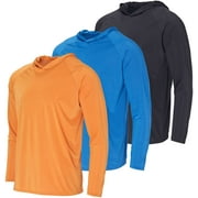 Real Essentials 3 Pack: Men's Rash Guard Hoodie Sweatshirt Sun Protection UPF Fishing Shirt (Available in Big & Tall)
