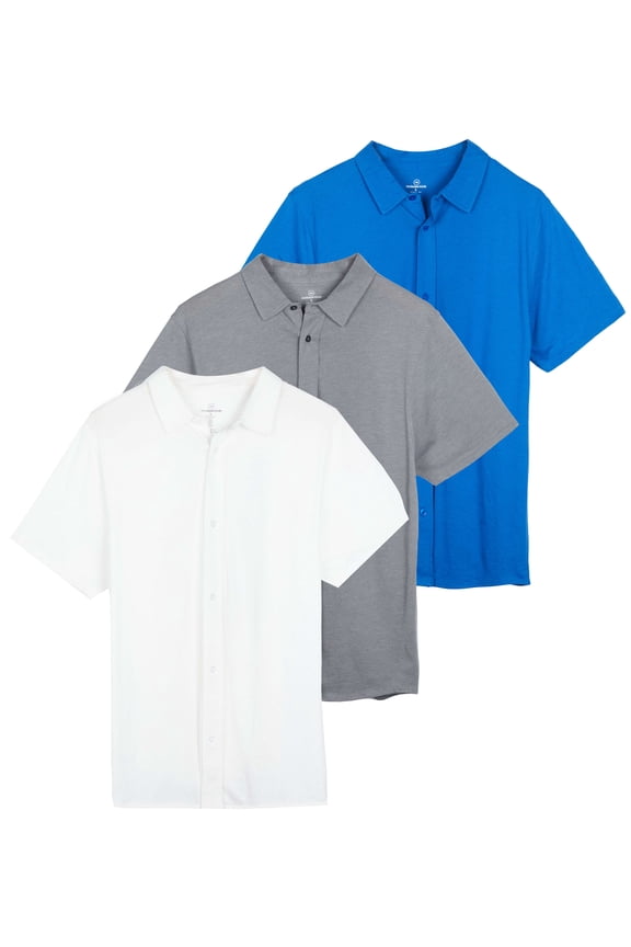 3-Pack: Men's Regular Fit Casual Short Sleeve Button Down Shirt (Available in Big & Tall)