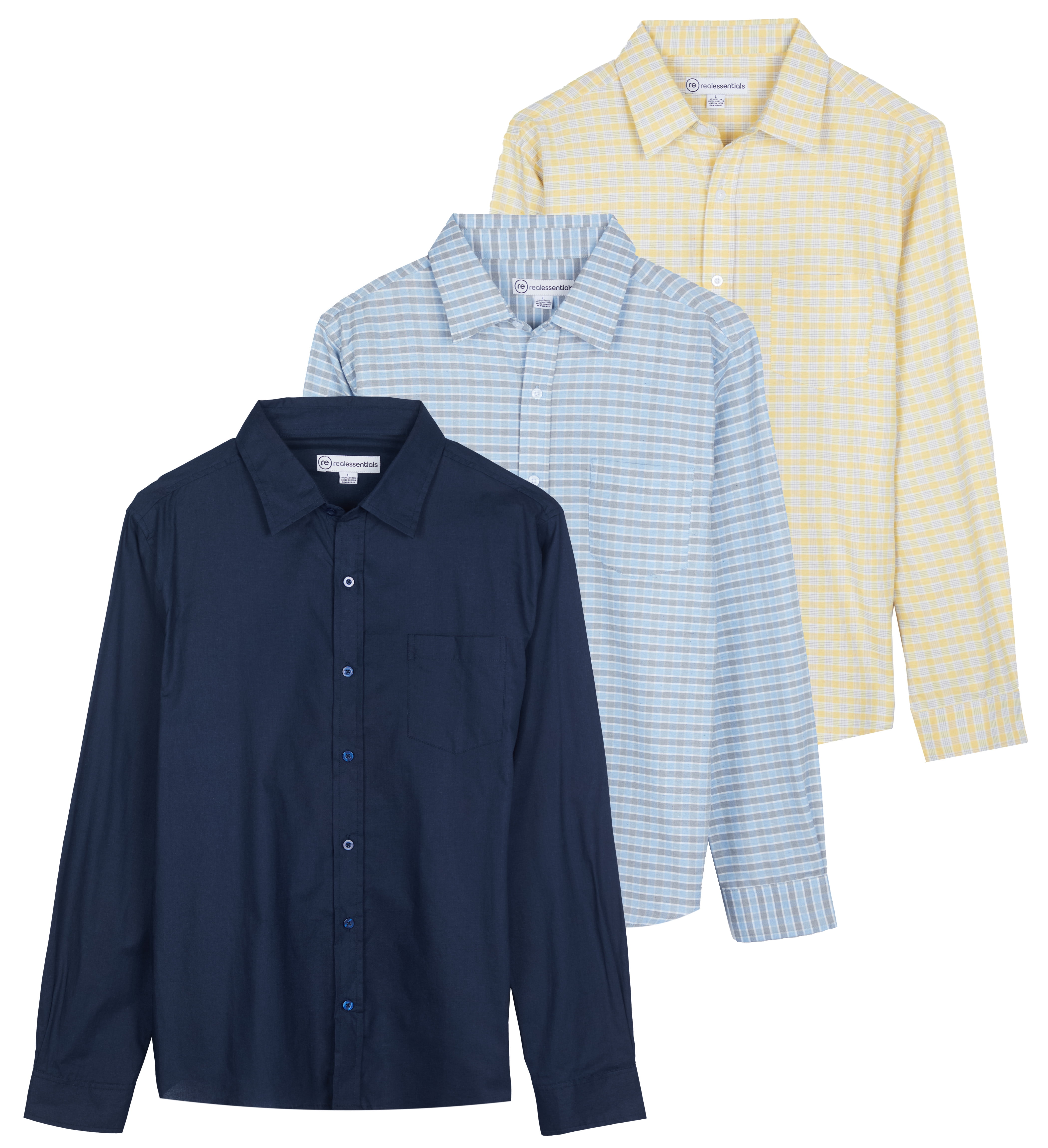 Essentials Men's Regular-Fit Long-Sleeve Poplin Shirt - Navy Plaid, Small - View #11