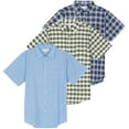 thumbnail image 1 of Real Essentials 3 Pack: Men's Regular-Fit Short Sleeve Woven Button Down Shirt with Pocket (Available in Big & Tall), 1 of 7