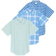 thumbnail image 1 of Real Essentials 3 Pack: Men's Regular-Fit Short Sleeve Woven Button Down Shirt with Pocket (Available in Big & Tall), 1 of 7