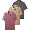 thumbnail image 1 of Real Essentials 3 Pack: Men's Ribbed CVC SS Polo Shirt With Pocket - Breathable Performance Polo (Available in Big & Tall), 1 of 6