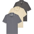 thumbnail image 1 of Real Essentials 3 Pack: Men's Ribbed CVC SS Polo Shirt With Pocket - Breathable Performance Polo (Available in Big & Tall), 1 of 6