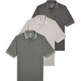 thumbnail image 1 of Real Essentials 3 Pack: Men's Ribbed CVC SS Polo Shirt With Pocket - Breathable Performance Polo (Available in Big & Tall), 1 of 6