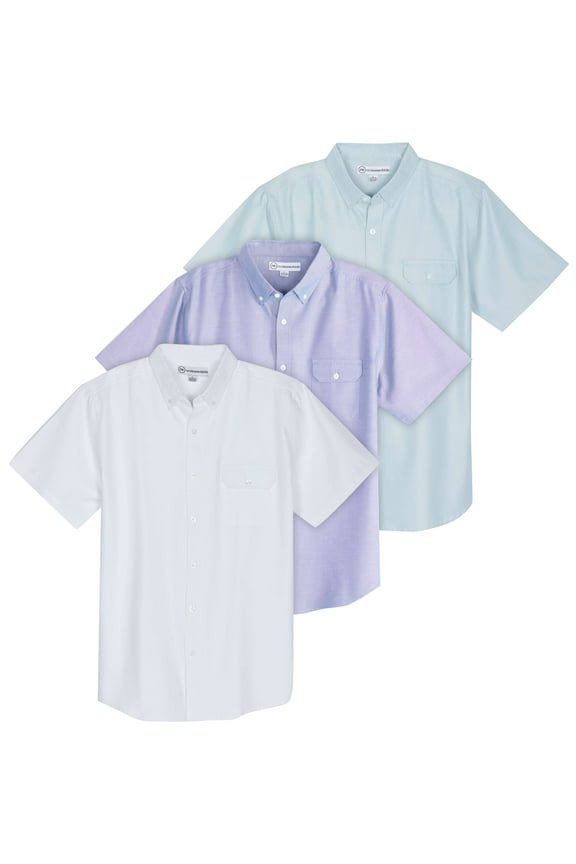 3 Pack Men's Short-Sleeve Oxford Solid Button Down Collar Casual Shirts with Pocket (Available in Big & Tall)