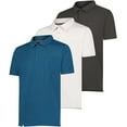 thumbnail image 1 of Real Essentials 3 Pack: Men's Short Sleeve Pocket Polo Shirt Dry-Fit Performance Tactical Golf (Available In Big & Tall), 1 of 7