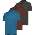 thumbnail image 1 of Real Essentials 3 Pack: Men's Short Sleeve Pocket Polo Shirt Dry-Fit Performance Tactical Golf (Available In Big & Tall), 1 of 7