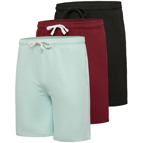 Real Essentials 3 Pack: Men's Soft 9" Fleece Lounge Sweat Short