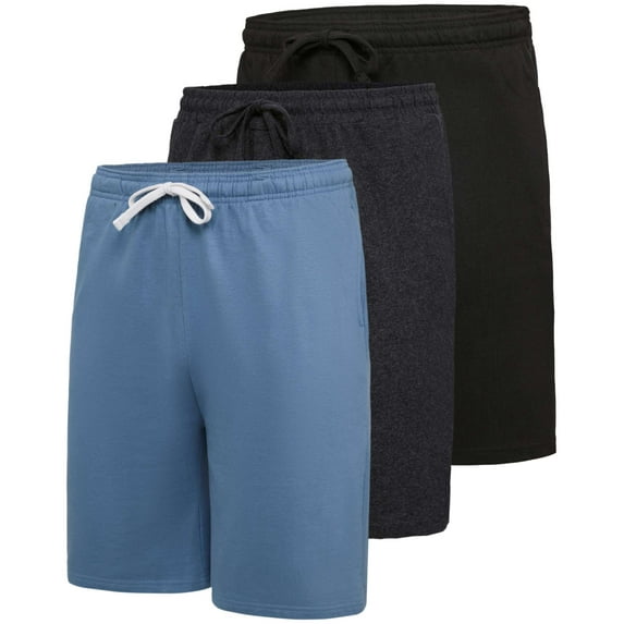 Real Essentials 3 Pack: Men's Soft 9" Fleece Lounge Sweat Short