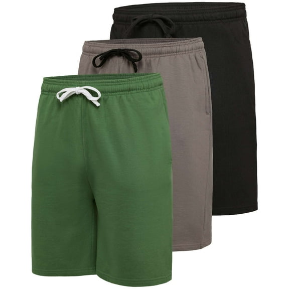 Real Essentials 3 Pack: Men's Soft 9" Fleece Lounge Sweat Short