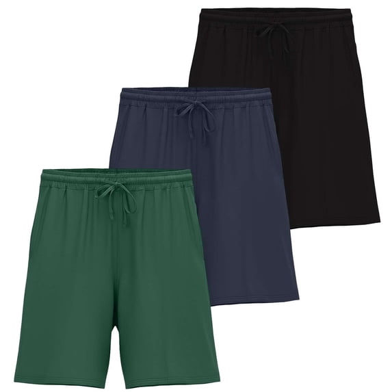 Real Essentials 3 Pack: Men's Soft Lounge Pajama Bottoms Sleep Shorts Breathable Cool Fabric (Available in Big & Tall)