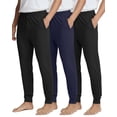 thumbnail image 1 of Real Essentials 3 Pack: Men's Soft Lounge Sleep Joggers - Pajama Pants Drawstring & Pockets (Available in Big & Tall), 1 of 8