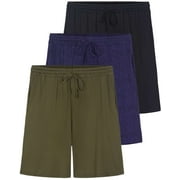 REAL ESSENTIALS 3 Pack: Men's Soft Pajama Shorts with Drawstring & Pockets 4-Way Stretch & Wicking (Available In Big & Tall)
