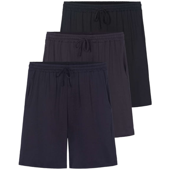 3 Pack: Men's Soft Pajama Shorts with Drawstring & Pockets 4-Way Stretch & Wicking (Available In Big & Tall)