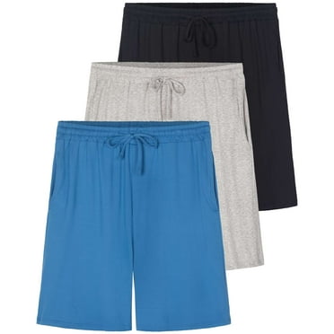 3 Pack: Men's Soft Pajama Shorts with Drawstring & Pockets 4-Way Stretch & Wicking (Available In Big & Tall)