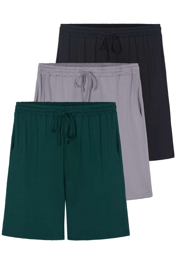 3 Pack: Men's Soft Lounge Pajama Bottoms Sleep Shorts Breathable Cool Fabric (Available in Big & Tall)