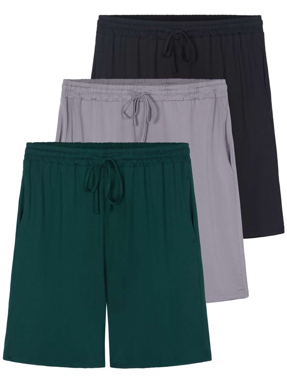 3 Pack: Men's Soft Pajama Shorts with Drawstring & Pockets 4-Way Stretch & Wicking (Available In Big & Tall)